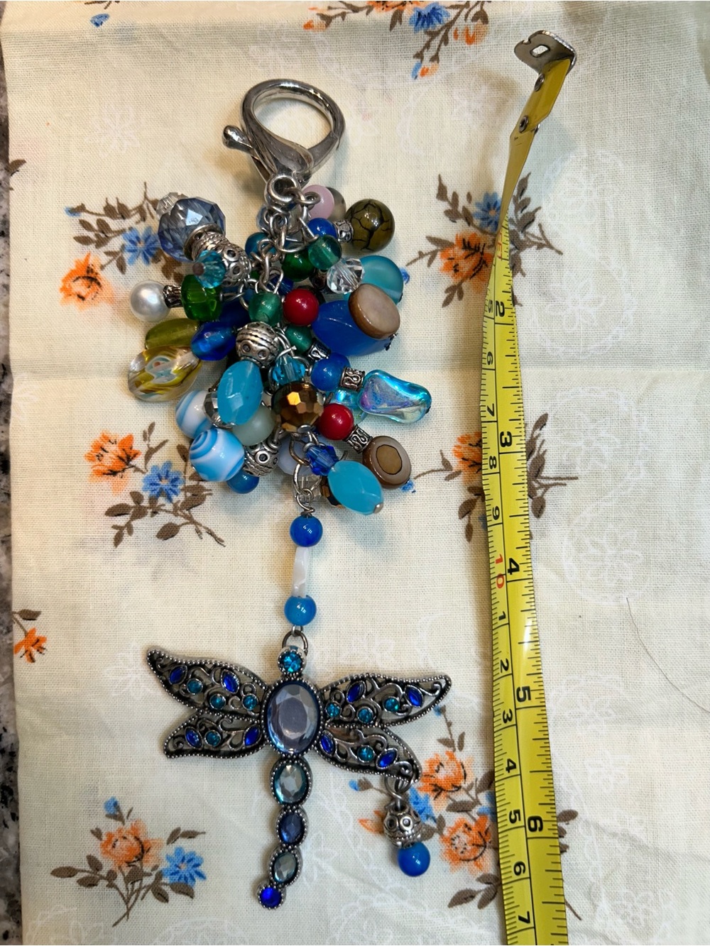 Blue Dragonfly Beaded Purse Charm